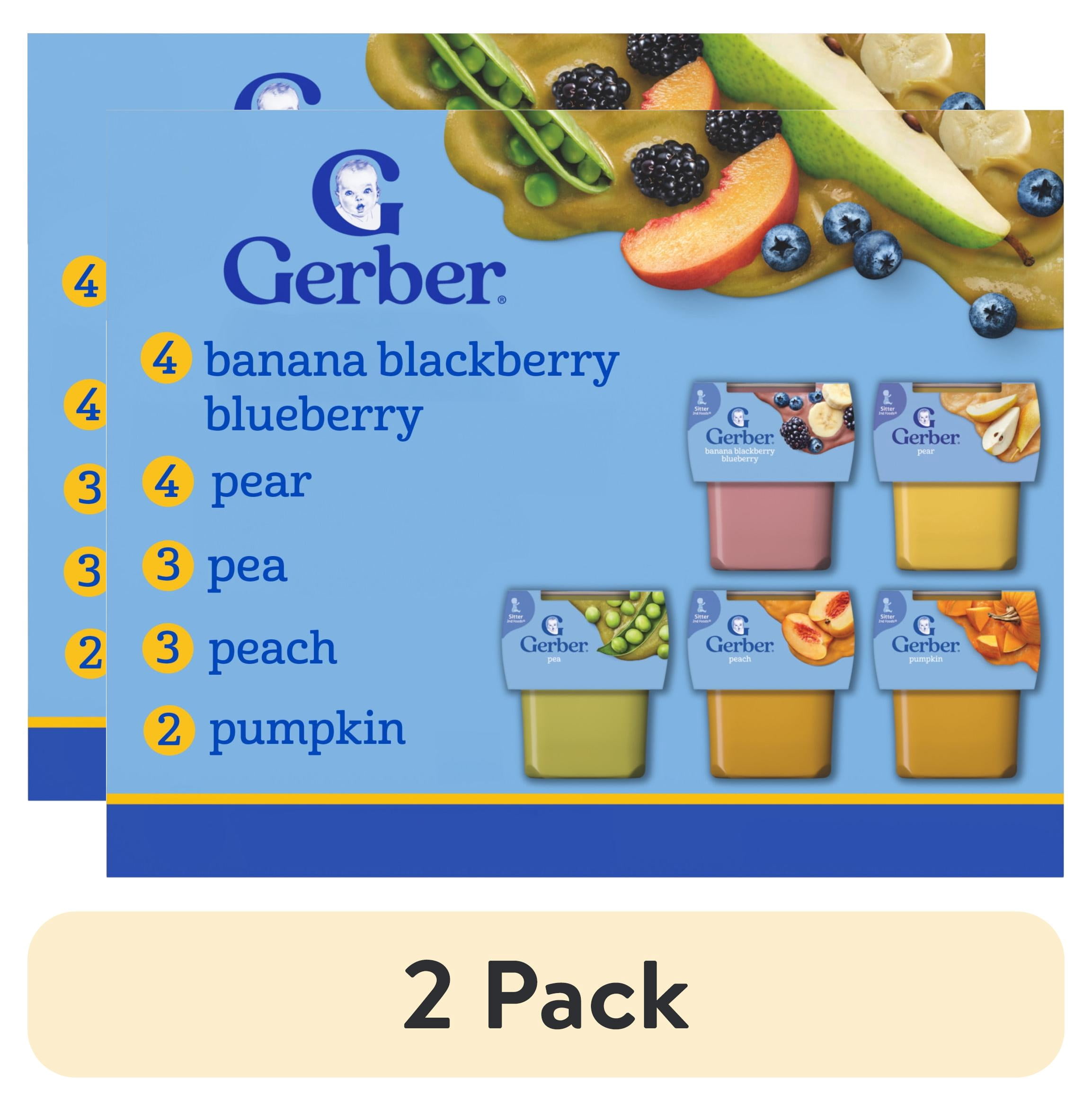 (2 pack) Gerber 2nd Foods Baby Food, Farmers' Favorites Variety Pack, 2 oz Tubs (32 Pack)