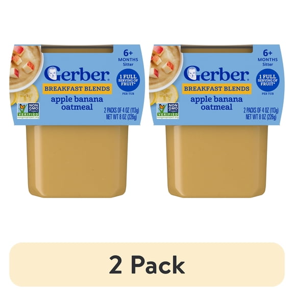 (2 pack) Gerber 2nd Foods Fruit & Cereal Puree Favorites Baby Food, Variety Pack, 4 oz Tubs (32 Pack)