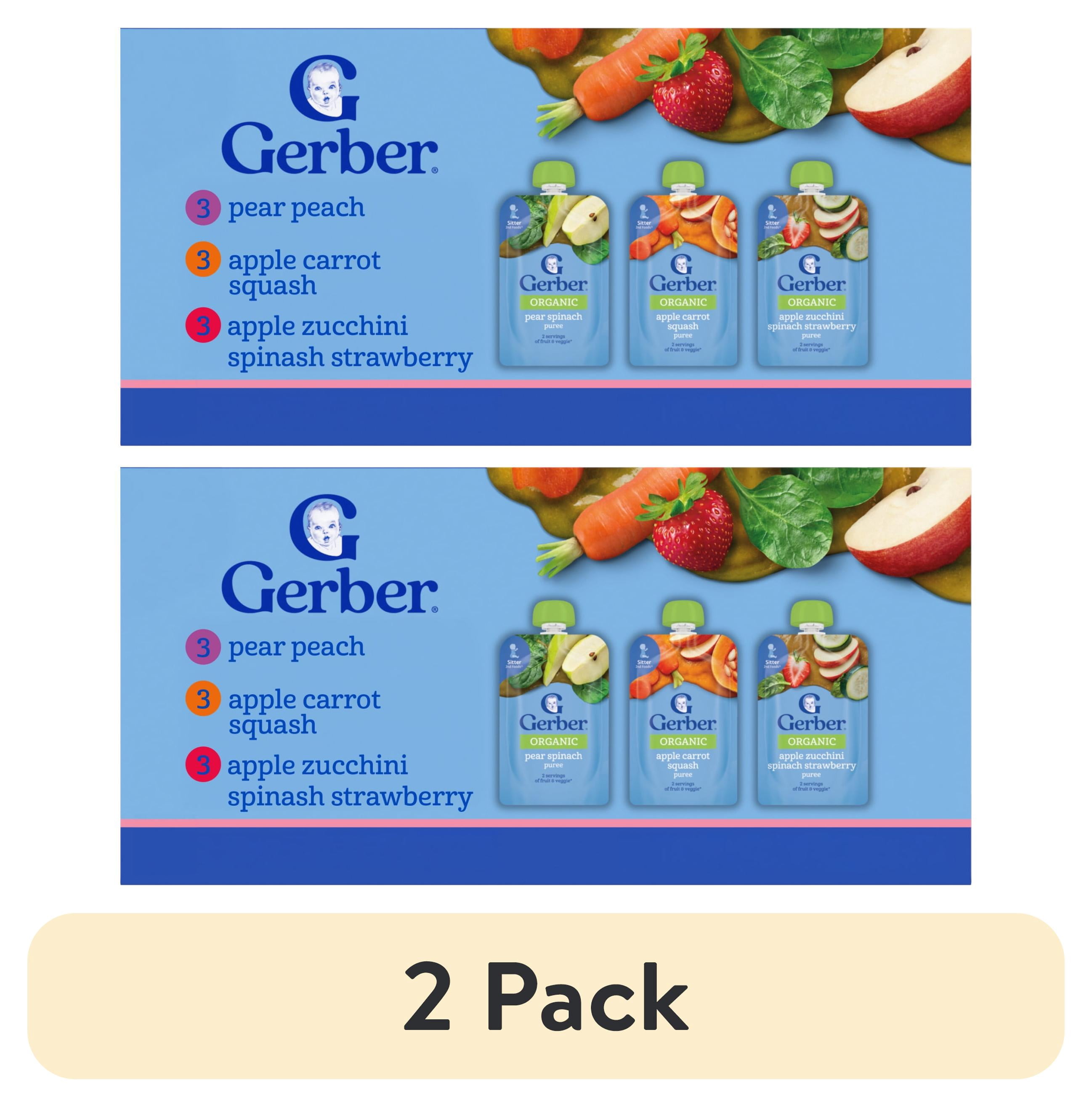 (2 pack) Gerber Organic Stage 2 Baby Food, Fruit & Veggie Favorites Variety Pack Puree, 3.5 oz Pouches (9 Pack)