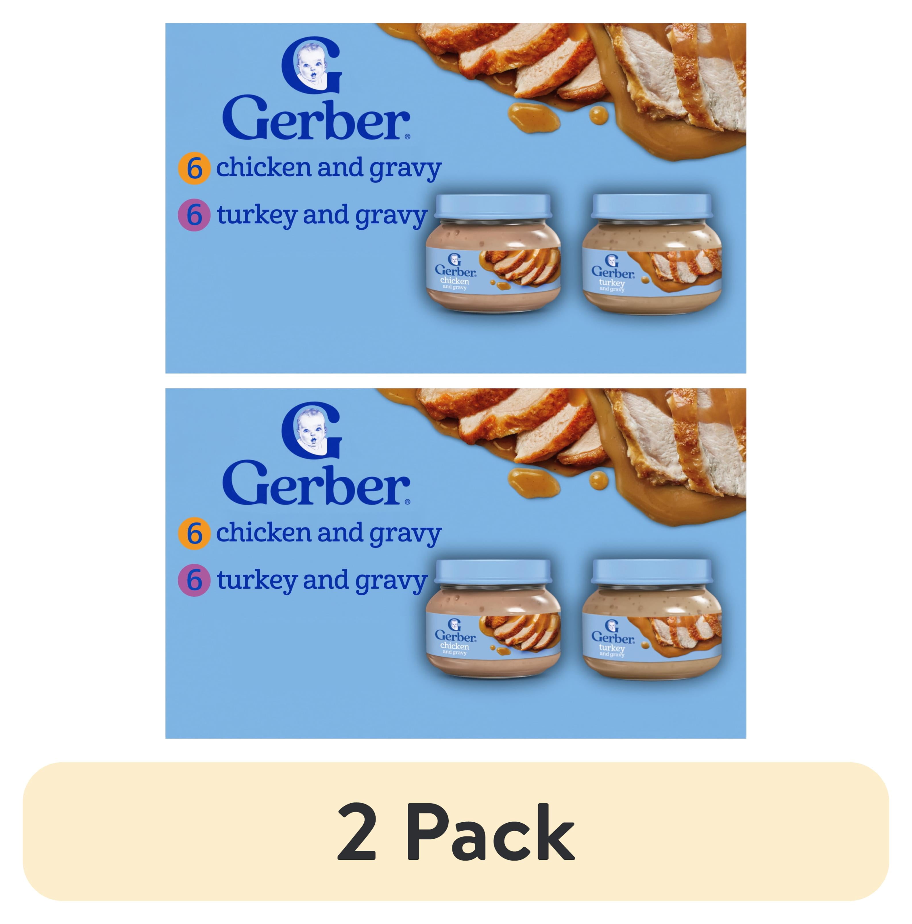 (2 pack) Gerber 2nd Foods Puree Favorites, Chicken and Turkey Baby Food Variety Pack, 2.5 oz Jars (12 Pack)