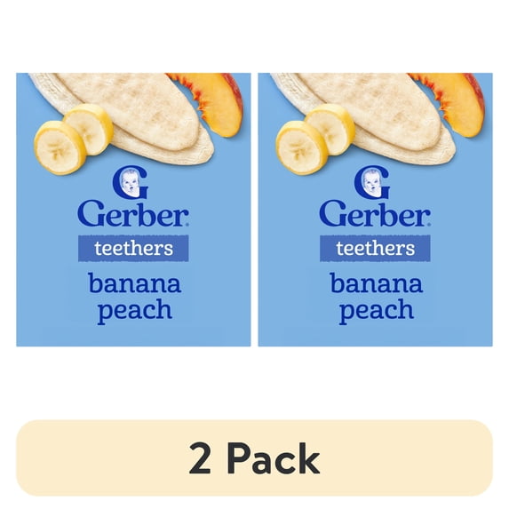 (2 pack) Gerber Snacks for Baby Teethers, Banana Peach, 1.7 oz Box (12 Pack)