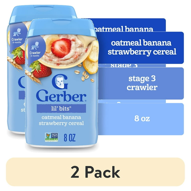 pack) Gerber Stage Baby Food, Oatmeal Banana Strawberry Cereal