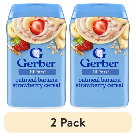 (2 pack) Gerber Stage 3 Baby Food, Oatmeal Banana Strawberry Cereal, Baby Oatmeal Cereal 8 oz