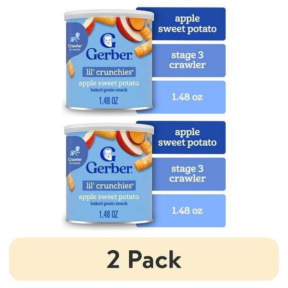(2 pack) Gerber Snacks for Baby Lil Crunchies Apple Sweet Potato Puffs, 1.48 oz
