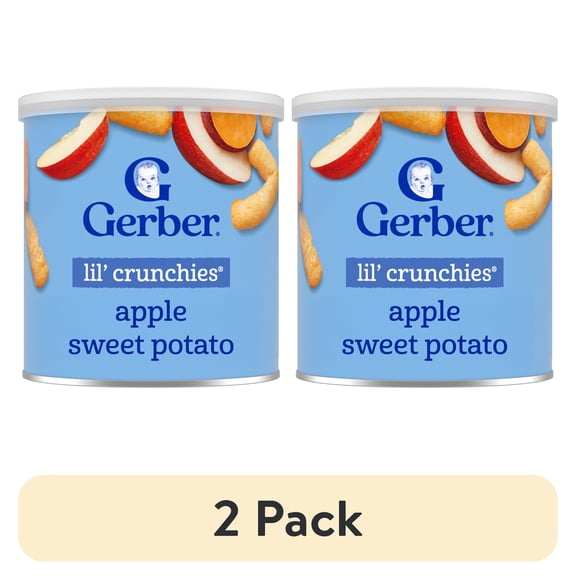 (2 pack) Gerber Snacks for Baby Lil Crunchies Apple Sweet Potato Puffs, 1.48 oz