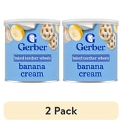 (2 pack) Gerber Snacks for Baby Teether Wheels, Banana Cream, 1.48 oz Canister