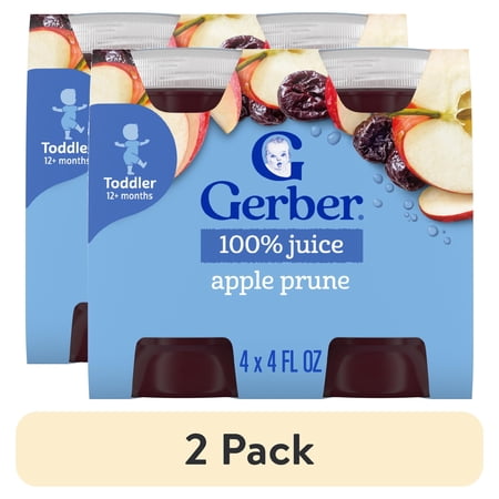 (2 pack) Gerber Fruit Juice, Apple Prune, 4 fl oz Bottle (6 Pack)