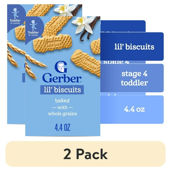 (2 pack) Gerber Baby Snacks Lil' Biscuits, Toddler Cookies