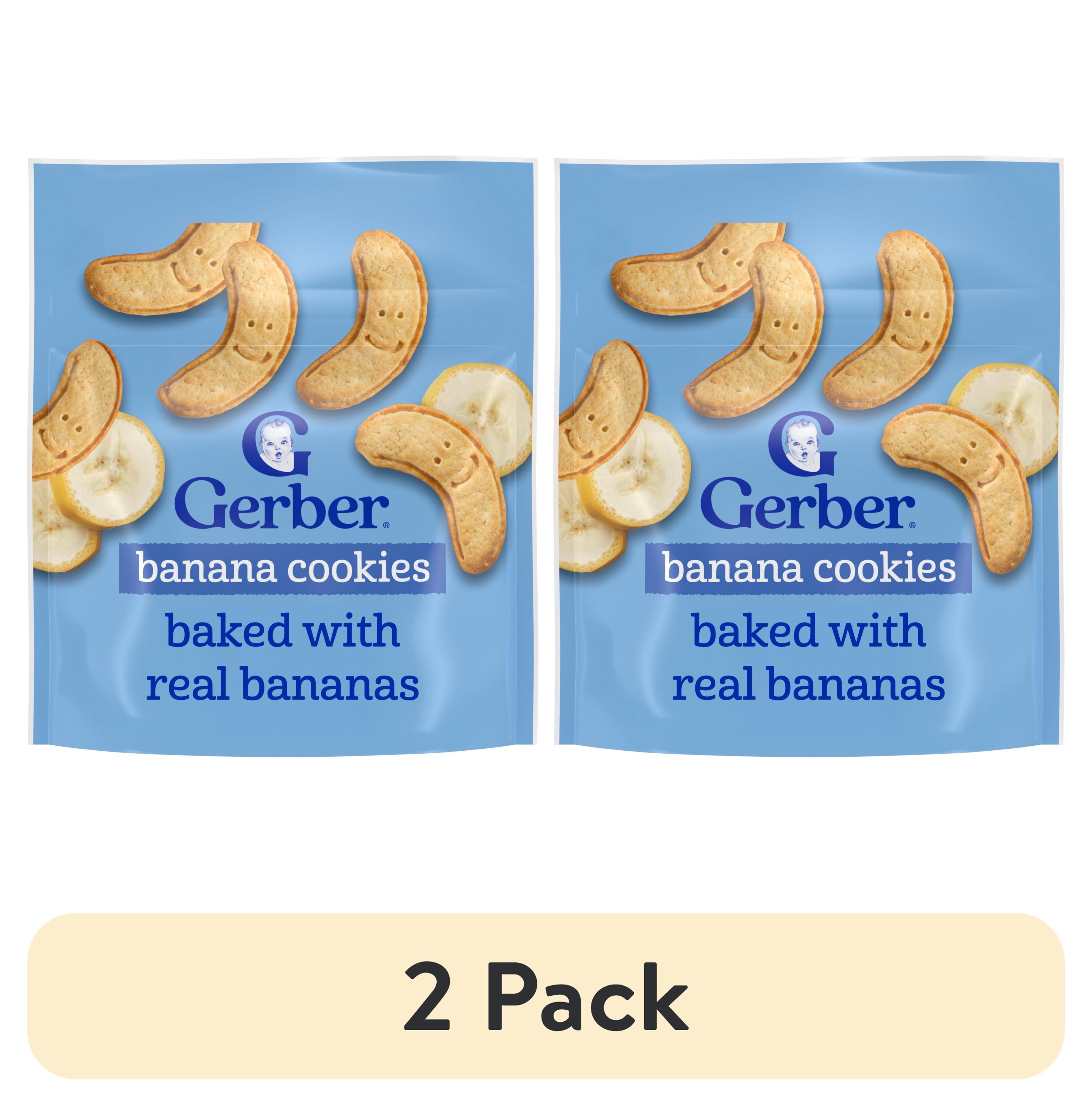 (2 pack) Gerber Toddler Snacks, Banana Cookies, Toddler Cookies, Finger Foods, Snacks for Toddlers 5 oz