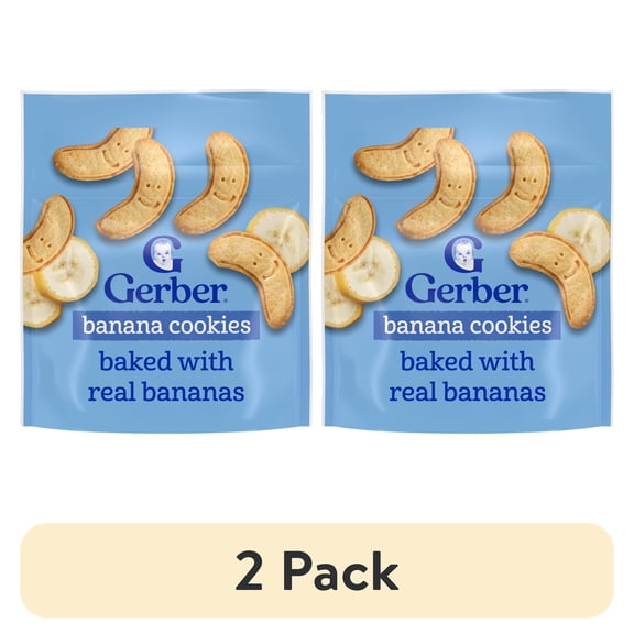 (2 pack) Gerber Toddler Snacks, Banana Cookies, Toddler Cookies, Finger Foods, Snacks for Toddlers 5 oz