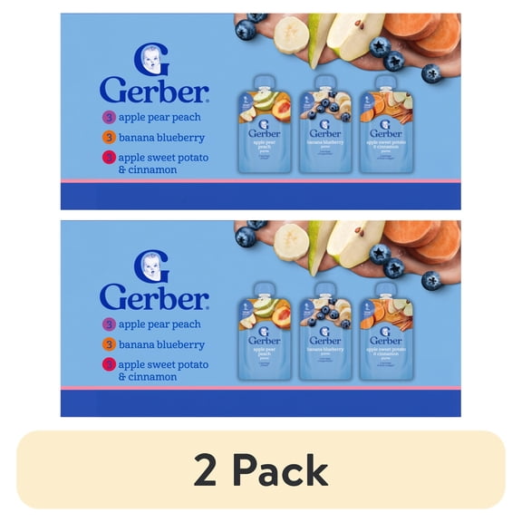 (2 pack) Gerber Fruit & Veggie Favorites, Toddler Food Variety Pack, 3.5 oz Pouches (9 Pack)