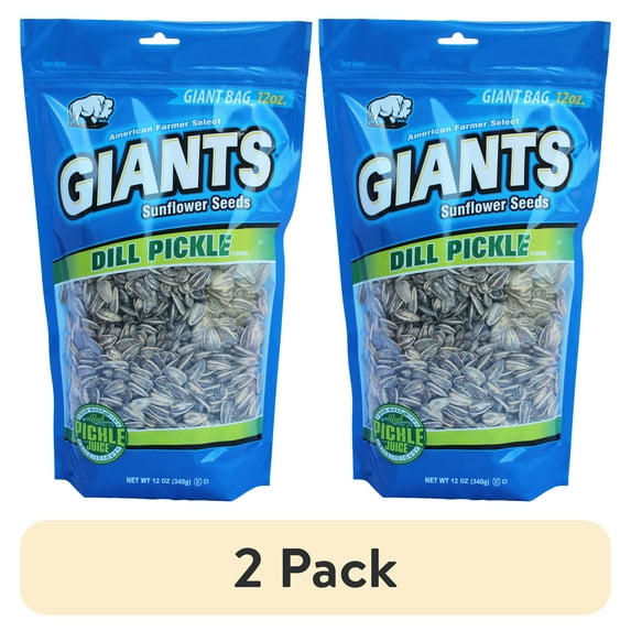 (2 pack) Giant Snacks Dill Pickle Sunflower Seeds, 12 oz