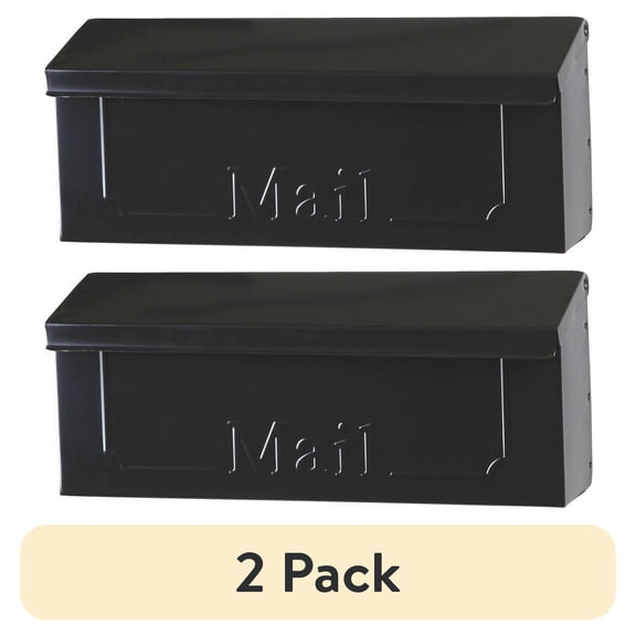 (2 pack) Gibraltar Mailboxes Townhouse Small, Steel, Wall Mount Mailbox, Black, THHB0001
