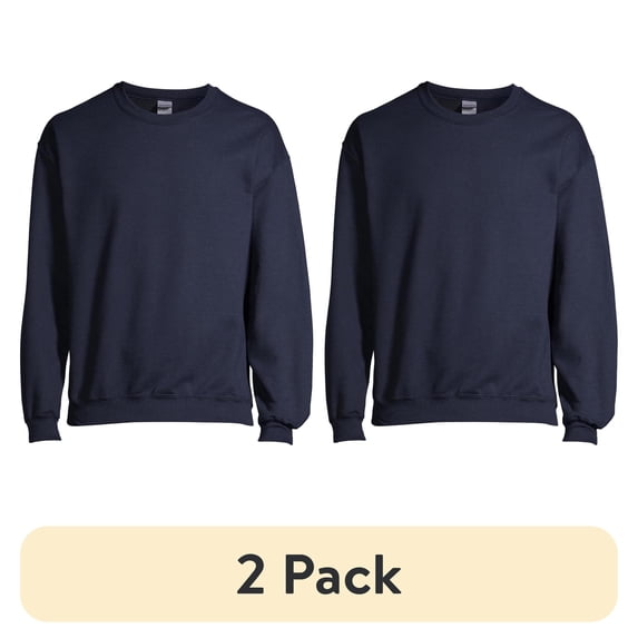 (2 pack) Gildan Adult Heavy Blend Fleece Crewneck Sweatshirt, up to Size 3XL