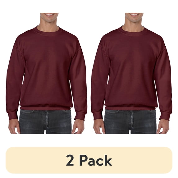 (2 pack) Gildan Adult Heavy Blend Fleece Crewneck Sweatshirt, up to Size 3XL