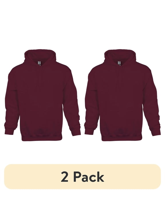 (2 pack) Gildan Adult Fleece Hoodie Sweatshirt, Style G18500, Multipack (Maroon(1-pack), 1, Large)