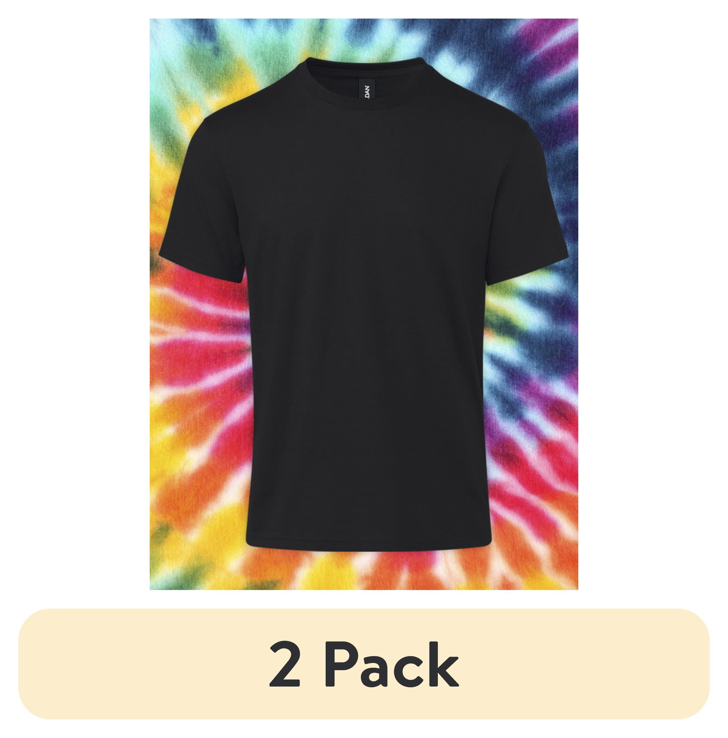 (2 pack) Gildan Adult Short Sleeve Crew T-Shirt – Black Size Medium Soft Cotton Classic Fit Blank Tee for Tie Dye & DIY Crafts