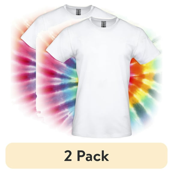 (2 pack) Gildan Adult Short Sleeve Crew T-Shirt – White Size 2XL Soft Cotton Classic Fit Blank Tee for Tie Dye & DIY Crafts