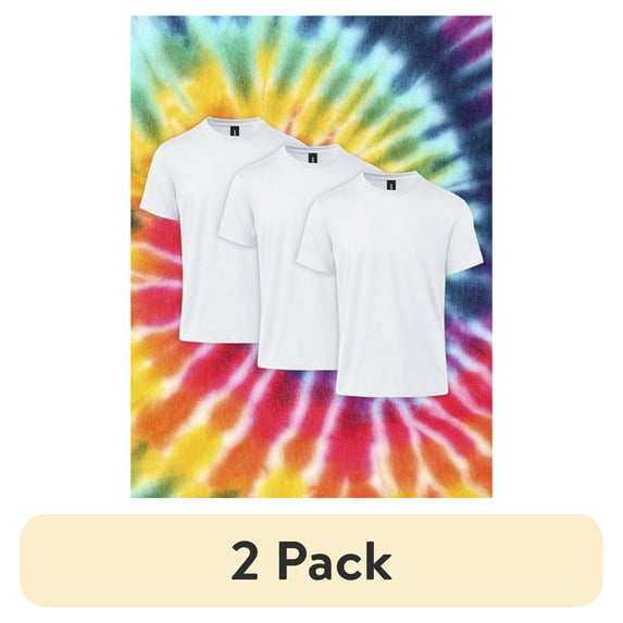 (2 pack) Gildan Adult Heavy Cotton Short Sleeve Crew T-Shirt 3-Pack – White Size Small Classic Fit Blank Tees for Tie Dye and DIY Crafts