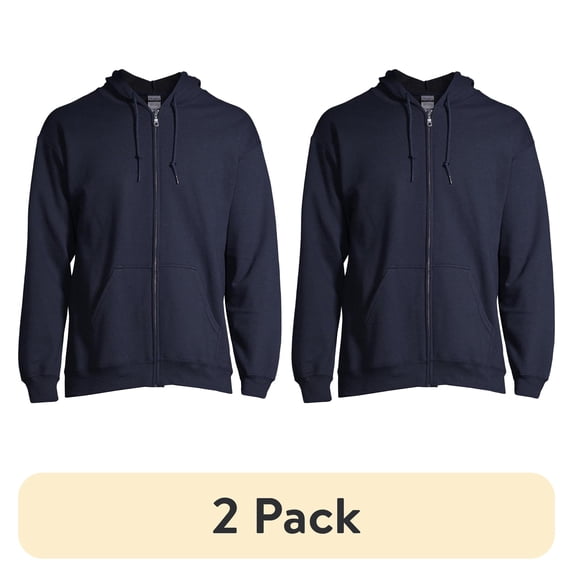 (2 pack) Gildan Unisex Heavy Blend Fleece Full Zip Hooded Sweatshirt, Size Small to 3XL