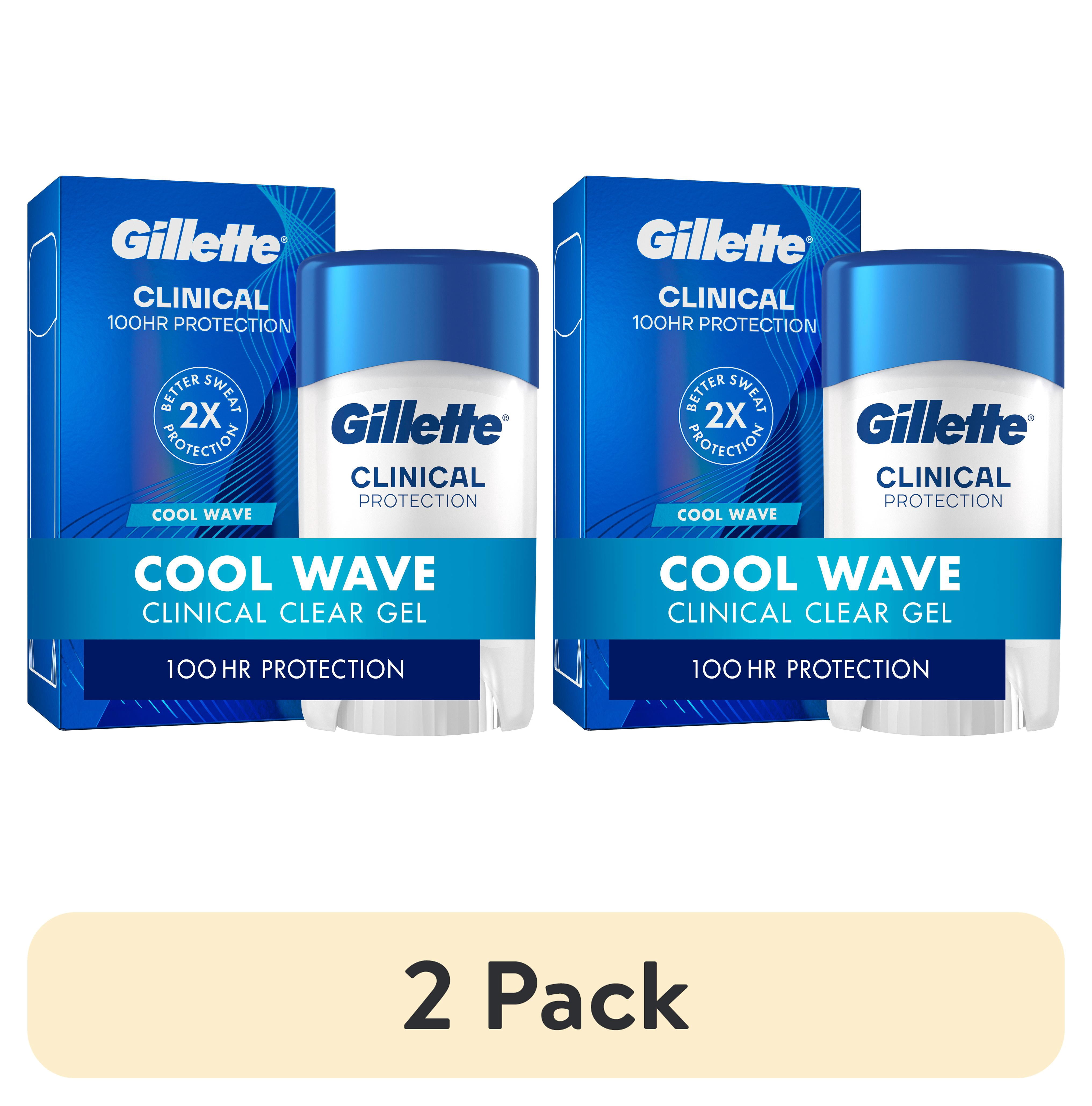 (2 pack) Gillette Clinical Protection Antiperspirant Deodorant for Men, Clear Gel, Cool Wave, 1.6oz