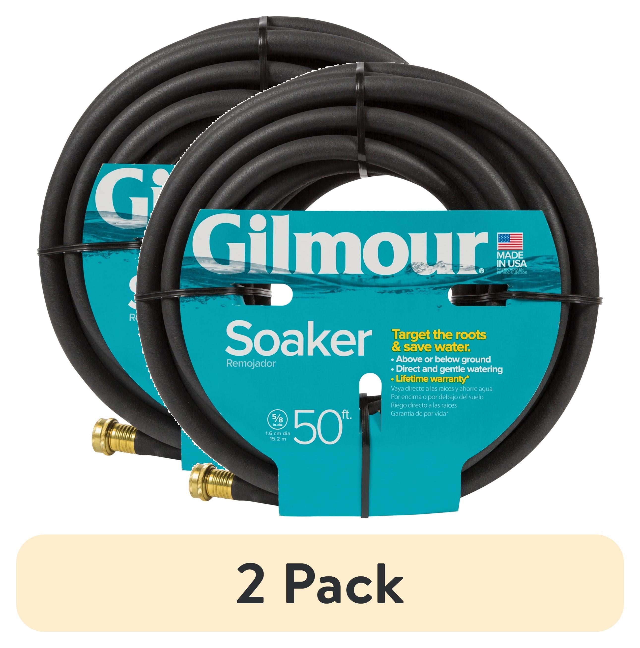 (2 pack) Gilmour Round 50' Soaker Hose, Lead Free Garden Hose with 150 PSI Rating, Brass Couplings, Flexible Maneuverable Design
