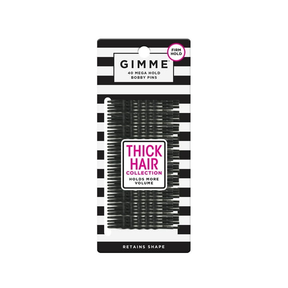 (2 pack) Gimme Bobby Pins, Secure Hold Hair Pins For Thick hair, Black, 40 Count