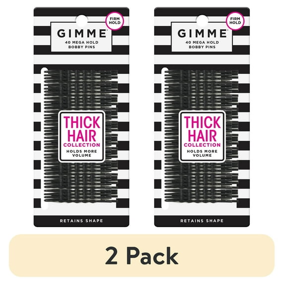 (2 pack) Gimme Bobby Pins, Secure Hold Hair Pins For Thick hair, Black, 40 Count