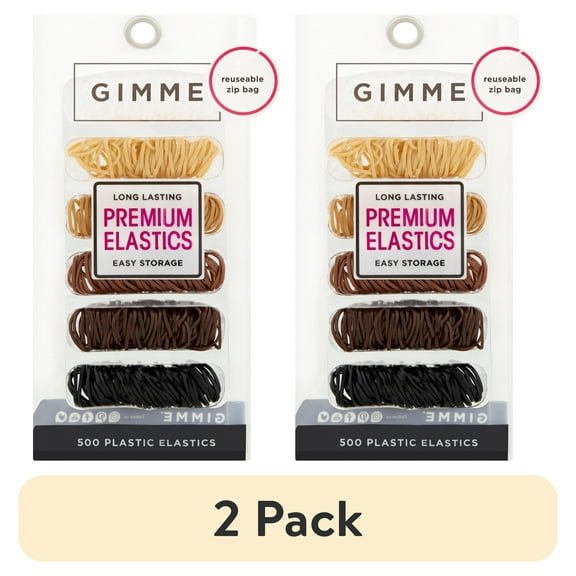 (2 pack) Gimme Hair Elastics, No Damage, Stretchy, Assorted Neutral Colors, 500 Count