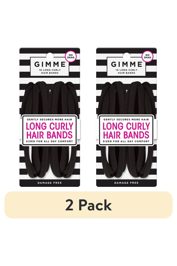 (2 pack) Gimme Seamless Hair Ties for Long & Curly Hair, Microfiber, Black, 10 Count