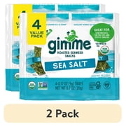 (2 pack) Gimme Organic Roasted Seaweed Snacks with Sea Salt, 4 Pack, 5g, Crispy Texture, Eco-Friendly Packaging