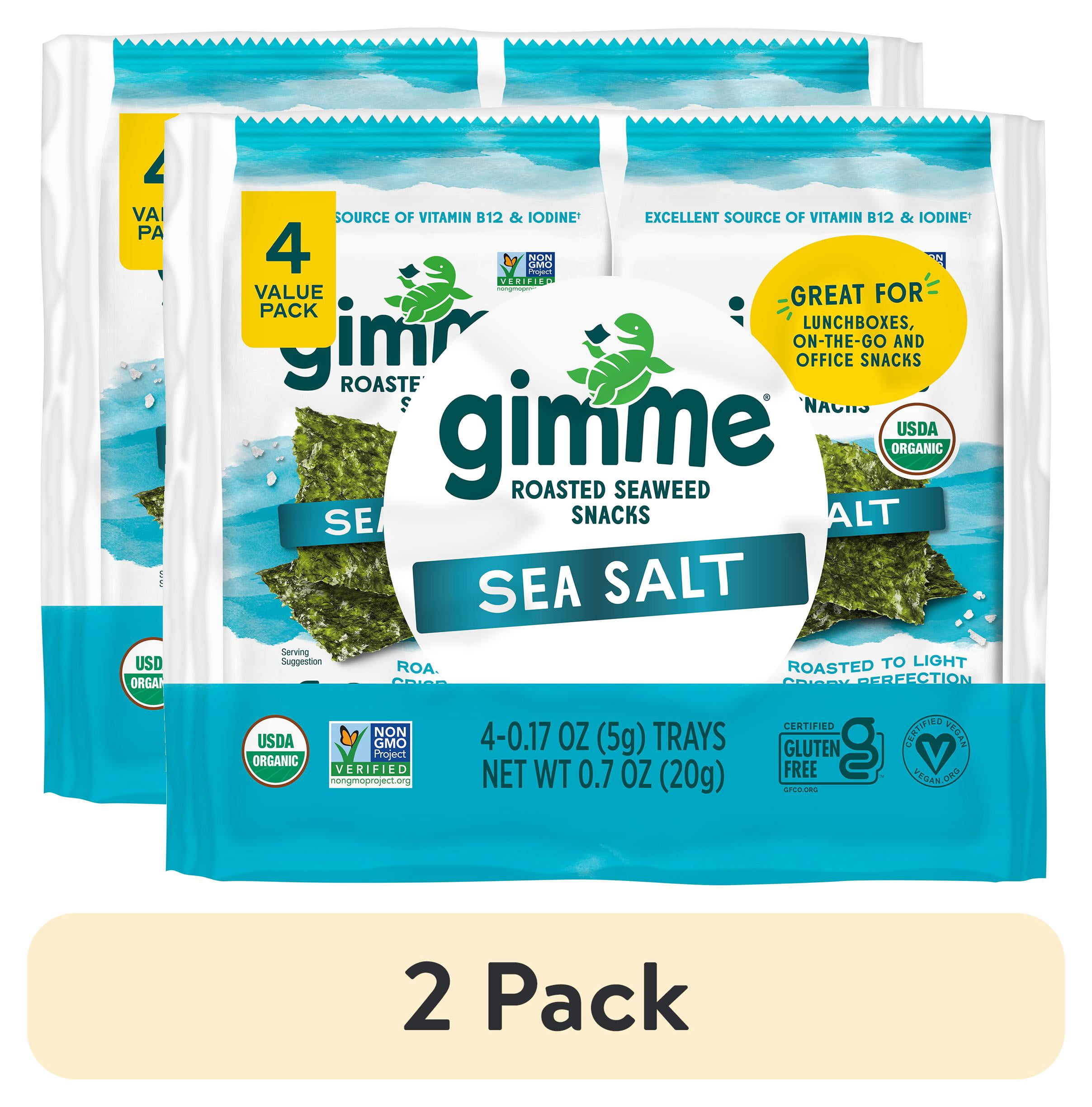 (2 pack) Gimme Organic Roasted Seaweed Snacks with Sea Salt, 4 Pack, 5g, Crispy Texture, Eco-Friendly Packaging