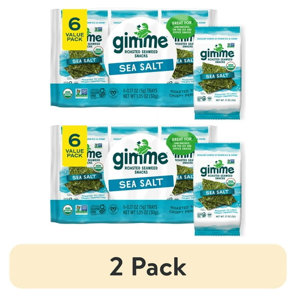 (2 pack) Gimme Seaweed Premium Organic Seaweed Snacks, Sea Salt- 0.17oz (6 pack)