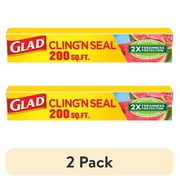 (2 pack) Glad Cling N Seal Plastic Food Wrap, 200 sq ft Roll