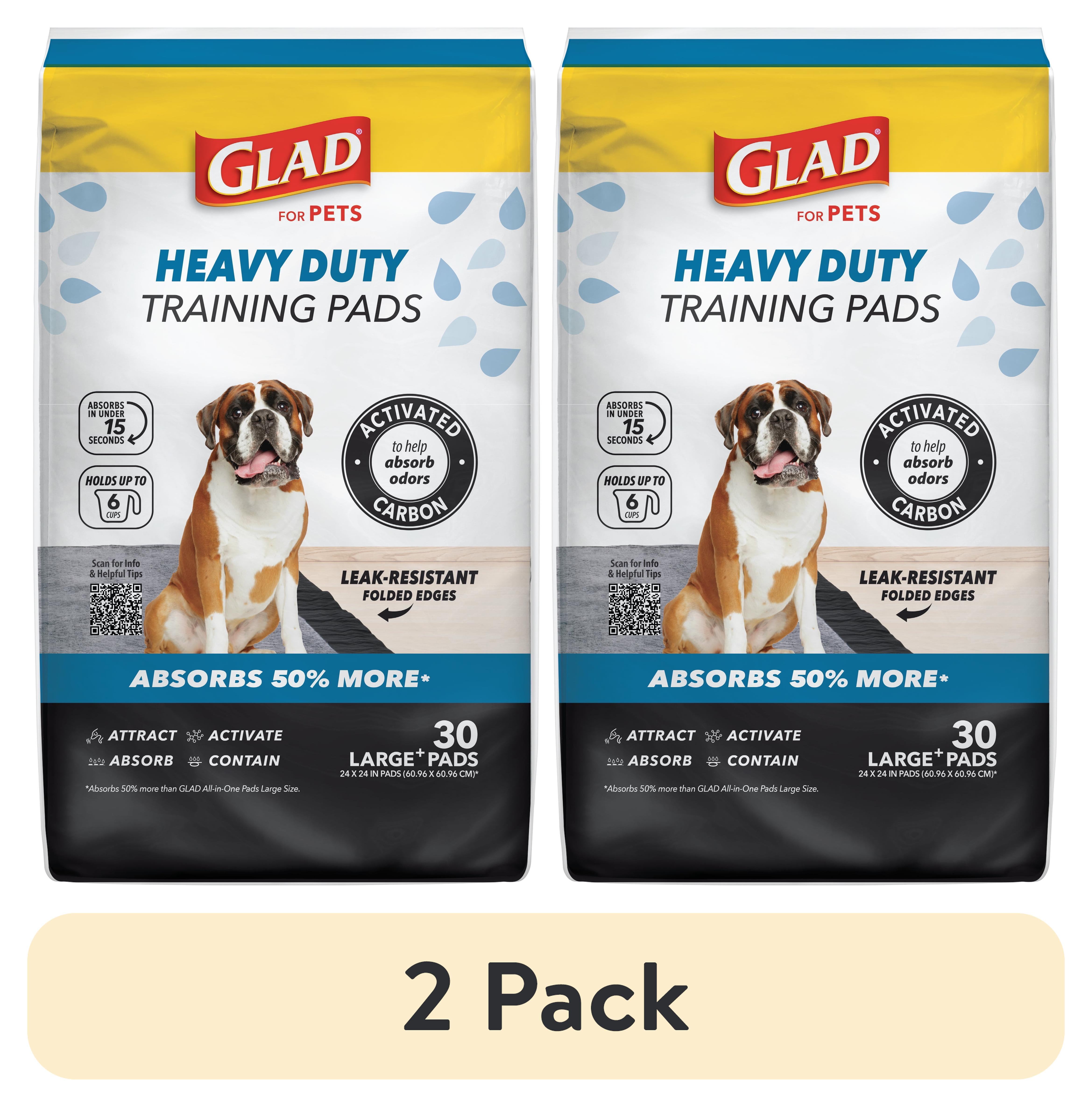 (2 pack) Glad for Pets Heavy Duty Activated Carbon Training Pads - 24" x 24" 30ct