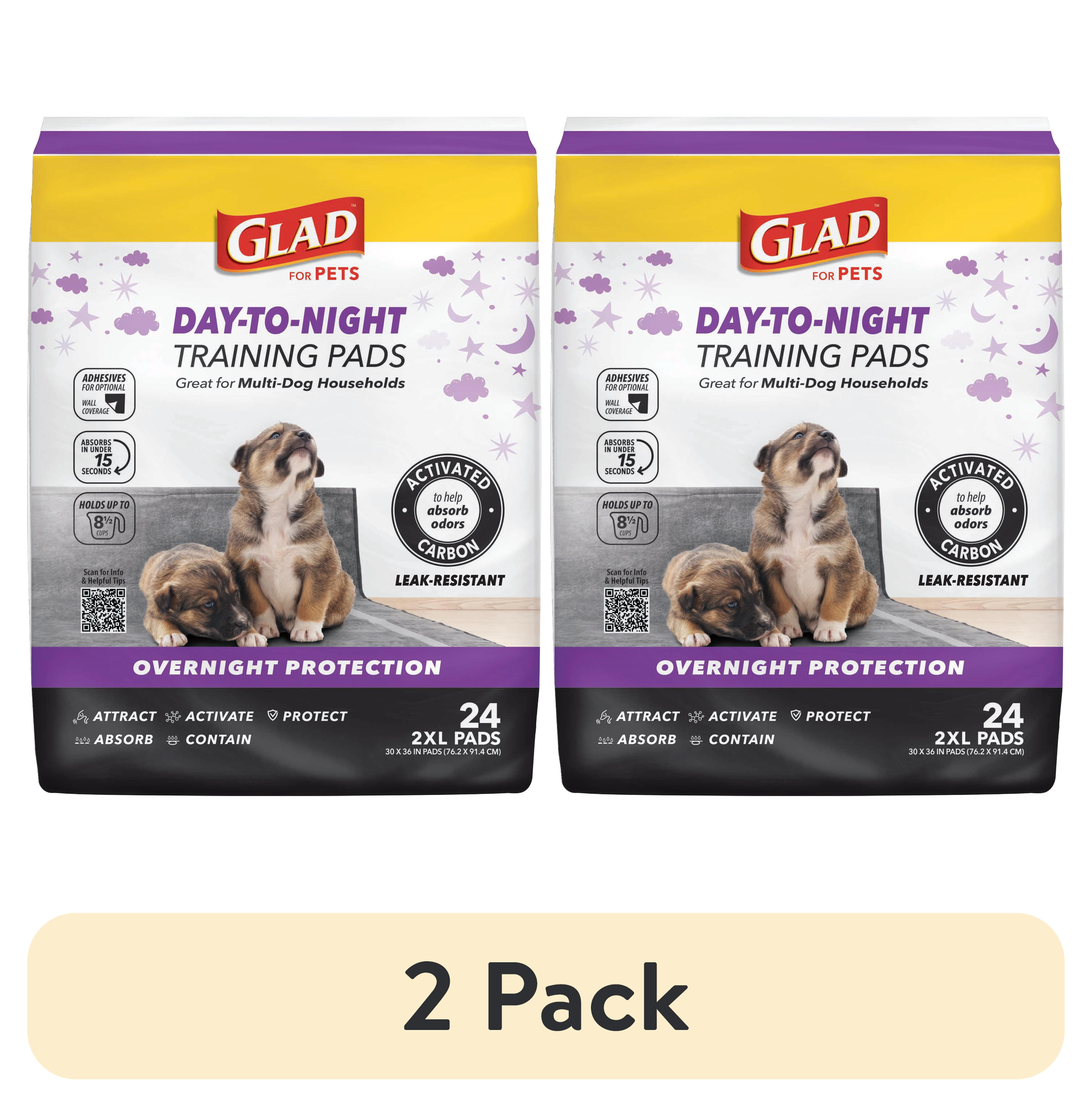 (2 pack) Glad Giant Size Activated Charcoal Leak-Resistant Training Pads for Dogs, 30x36, 24 Count