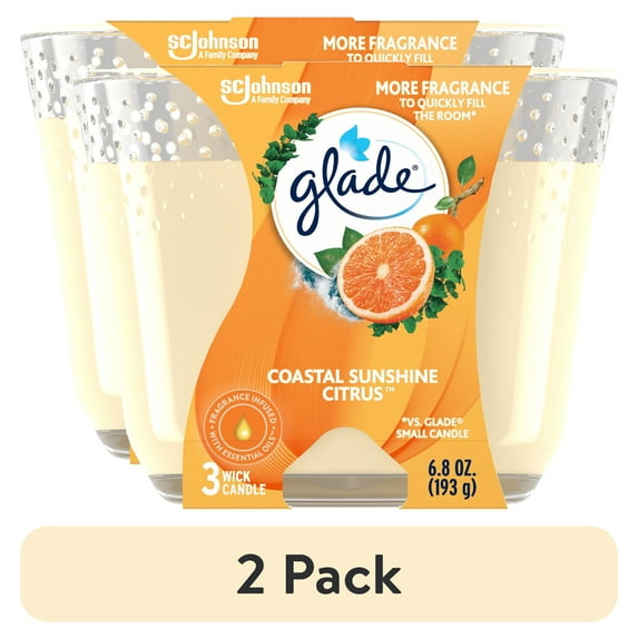 (2 pack) Glade 3 Wick Cndl Coastal Sunshine Cit