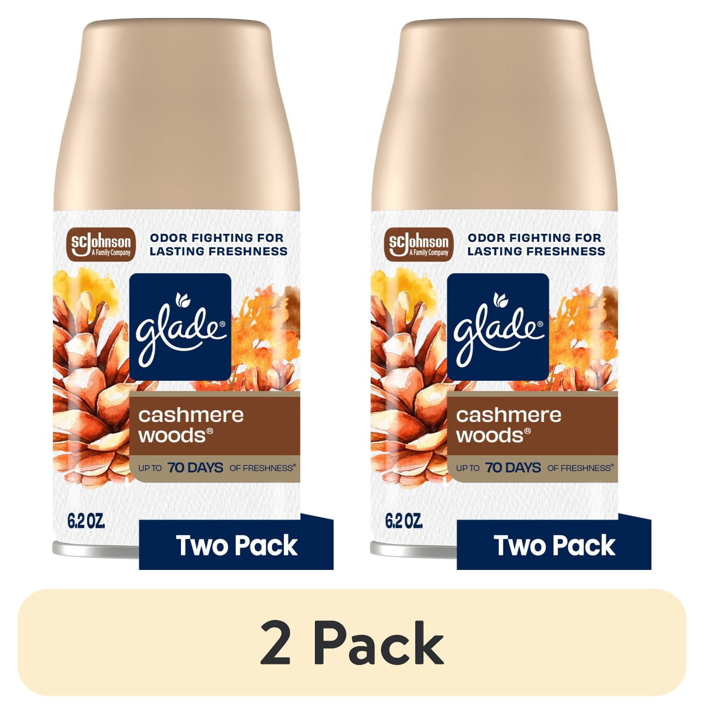 (2 pack) Glade Automatic Spray Refill, Air Freshener, Cashmere Woods®, 2 Refills, 2 x 6.2 oz