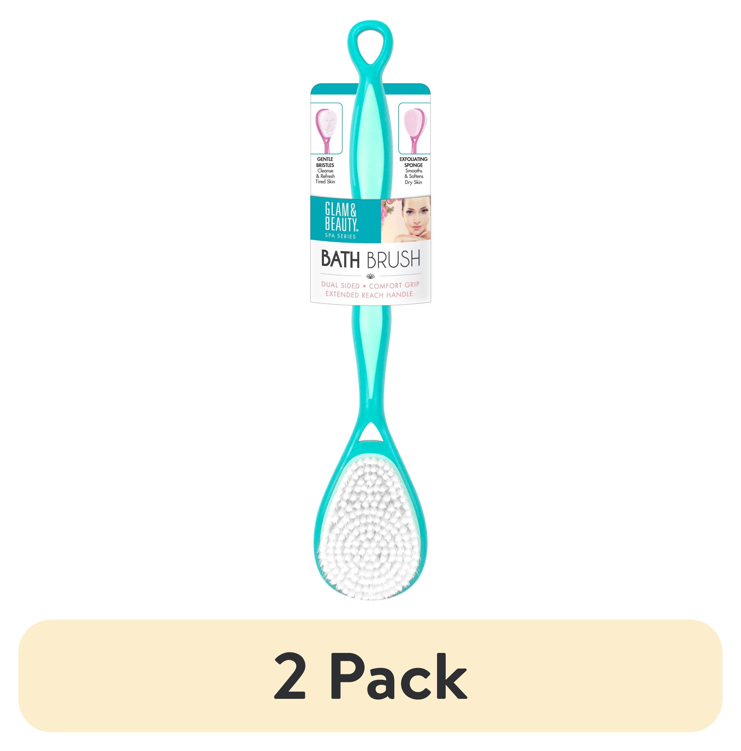 (2 pack) Glam & Beauty Dual Sided Bath Brush with Ergonomic Long Handle