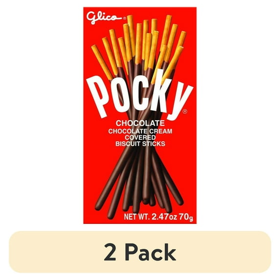 (2 pack) Glico Pocky Chocolate Cream Covered Biscuit Sticks, 2.47 oz