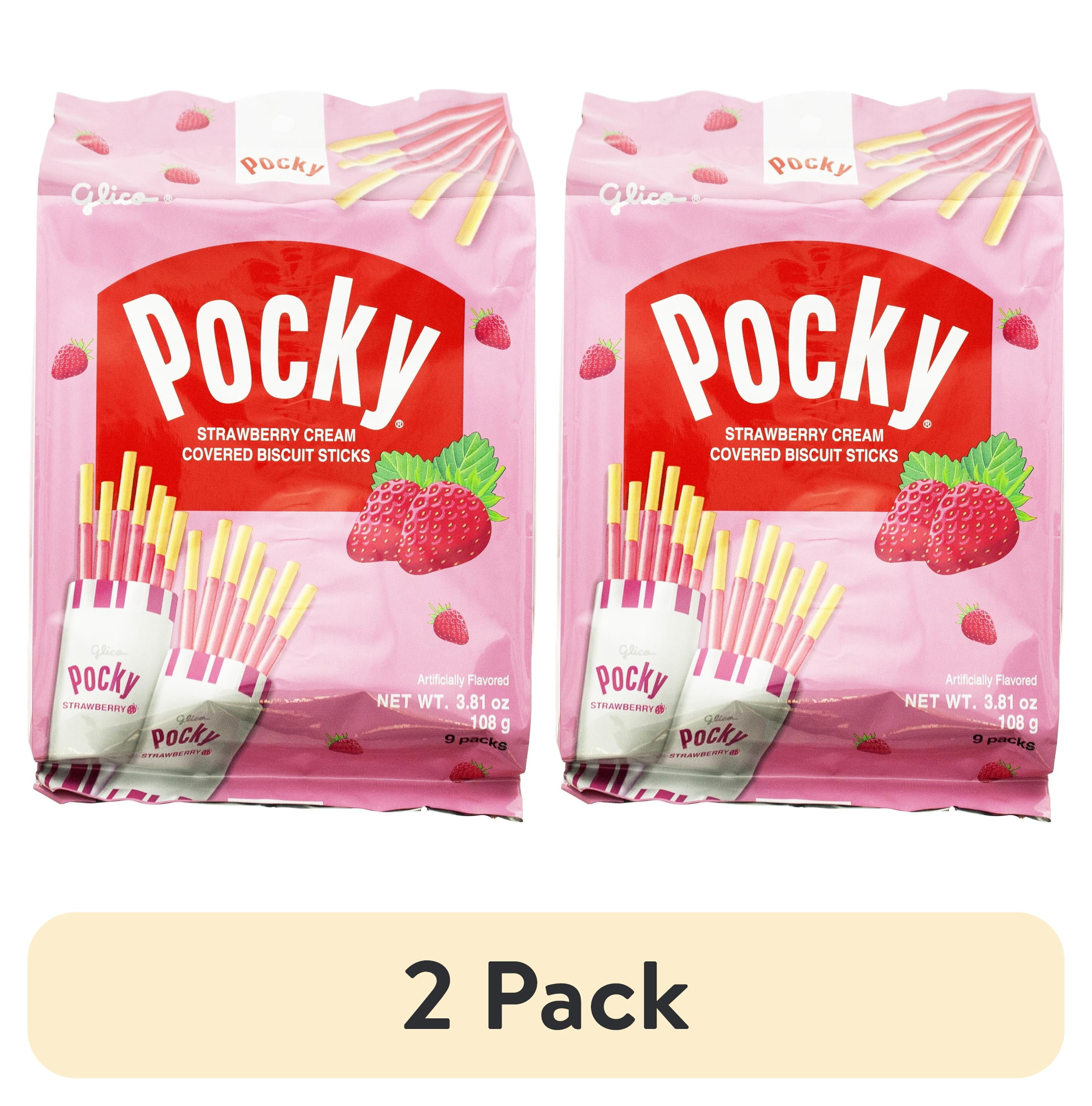 (2 pack) Glico Strawberry Cream Covered Biscuit Sticks, 3.81 Oz, 9 Count