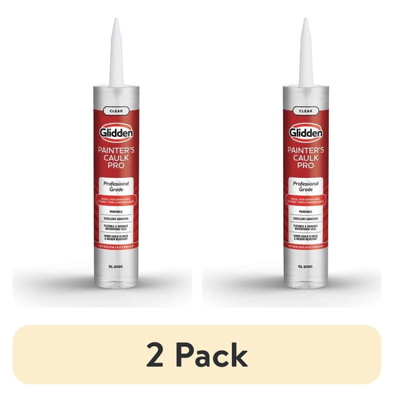 (2 pack) Glidden 10.1 fl oz Painter's Multi-Purpose Interior/Exterior Caulk Pro, Clear