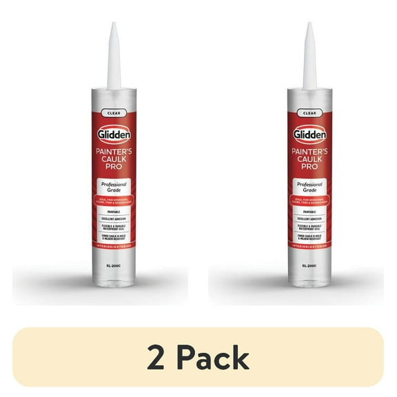 (2 pack) Glidden 10.1 fl oz Painter's Multi-Purpose Interior/Exterior Caulk Pro, Clear