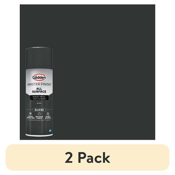 (2 pack) Glidden 12 oz. Gloss Black Interior/Exterior All Surface Spray Paint and Primer