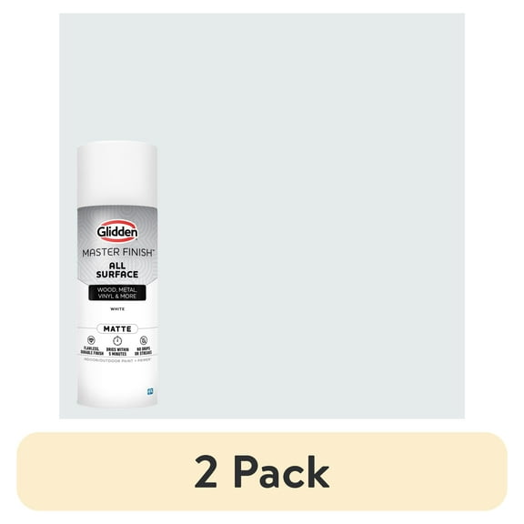 (2 pack) Glidden 12 oz. Matte White Interior/Exterior All Surface Spray Paint and Primer
