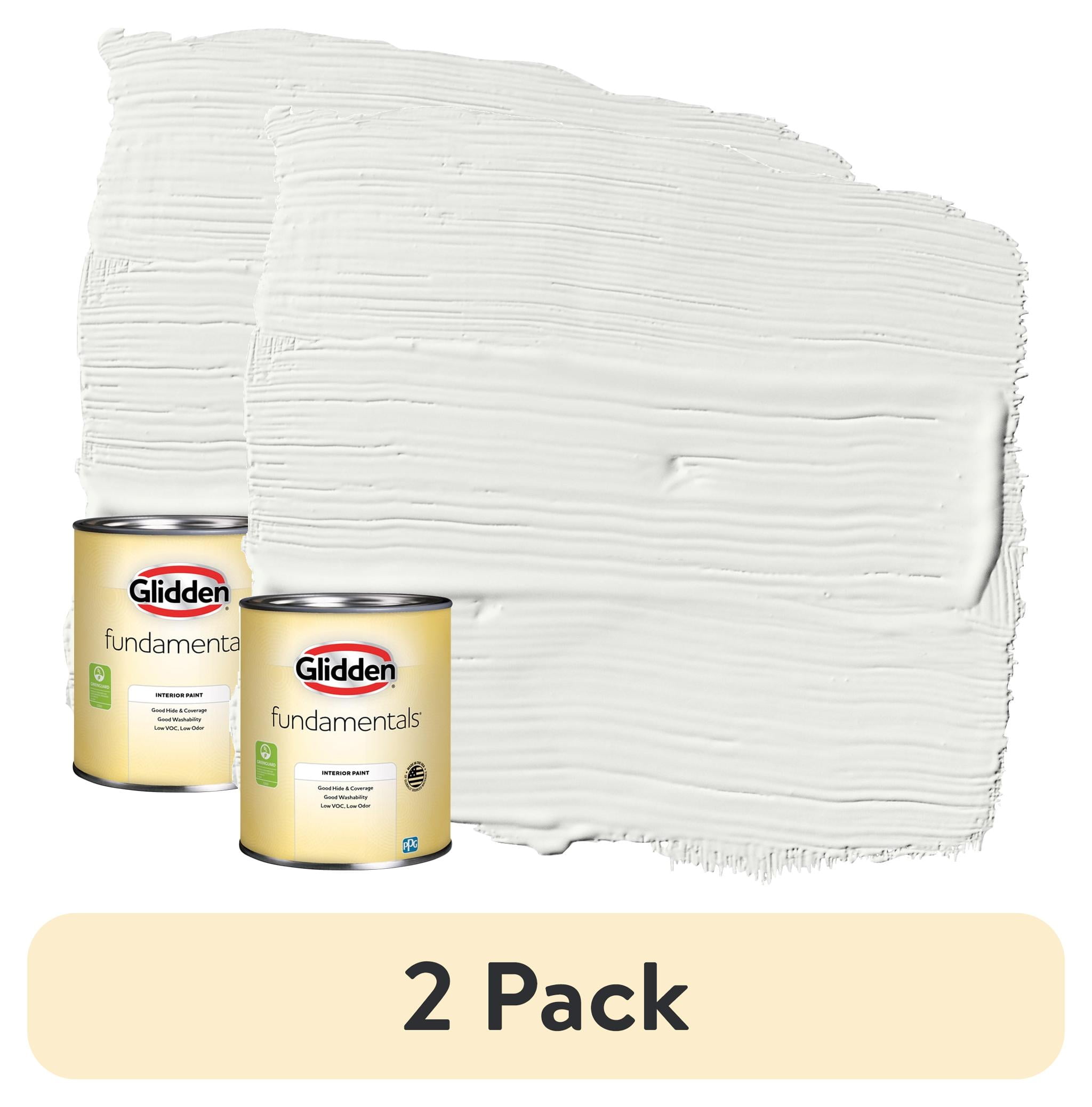 (2 pack) Glidden Fundamentals Interior Paint White / , Flat, 1 Quart