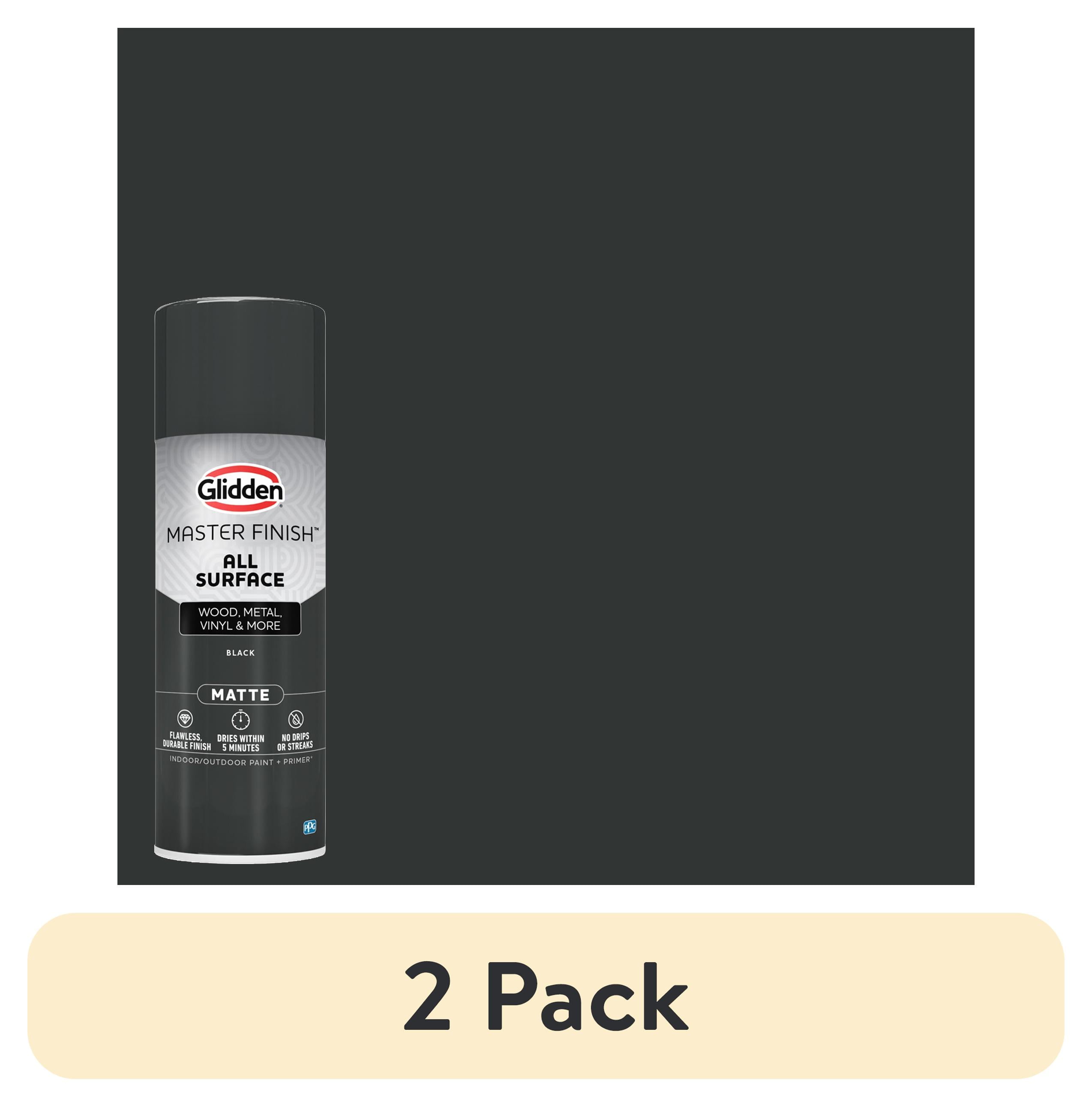 (2 pack) Glidden Master Finish 12 oz. Matte Black Interior/Exterior All Surface Spray Paint and Primer