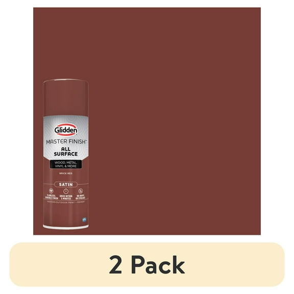 (2 pack) Glidden Master Finish 12 oz. Satin Brick Red Interior/Exterior All Surface Spray Paint and Primer
