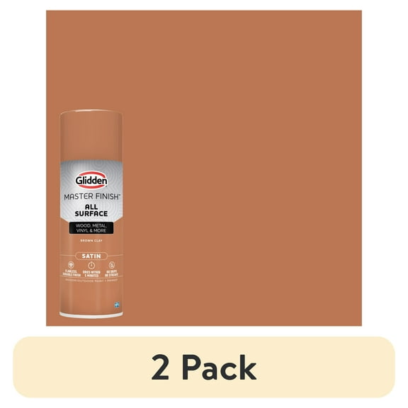 (2 pack) Glidden Master Finish 12 oz. Satin Brown Clay Interior/Exterior All Surface Spray Paint and Primer