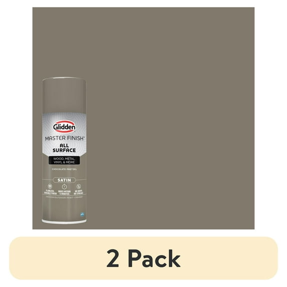(2 pack) Glidden Master Finish 12 oz. Satin Chocolate Pretzel Interior/Exterior All Surface Spray Paint and Primer